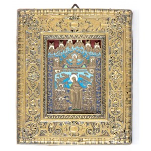 Russian bronze travel icon with frame