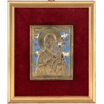 Russian bronze icon depicting the Virgin of Smolensk