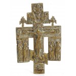 Russian bronze travel icon depicting the Orthodox cross