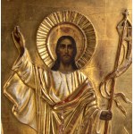 Vergoldete Ikone mit der Darstellung der Auferstehung Christi