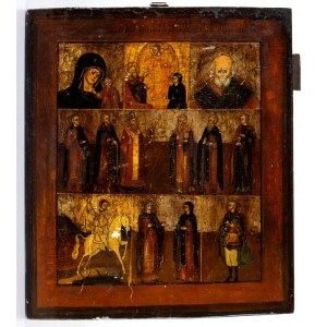 Russian icon depicting Our Lady of Kazan and saints