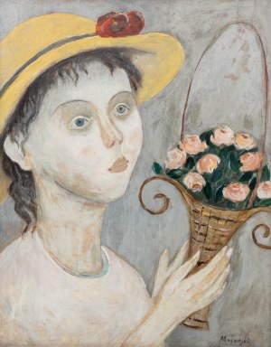 Tadeusz Makowski (1882 Oświęcim - 1932 Paryż), Dziewczynka z koszem kwiatów, ok. 1923 r.