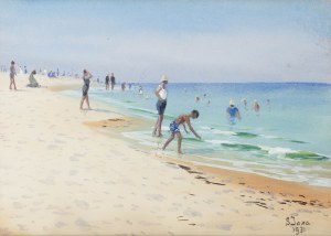 Soter Jaxa - Małachowski (1867 Wolanów - 1952 Kraków), Na plaży, 1931 r.