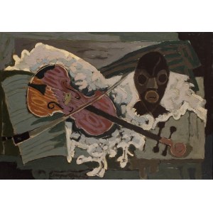 Jacques Chapiro (1897 Dyneburg/Latvia - 1972 Paris), Still life with violin and mask