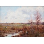 Adam Setkowicz (1875 Kraków - 1945 tamże), Bociany na łące