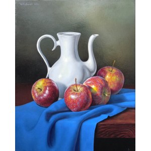 Wojciech Piekarski, Still life with jug and apples, 2023