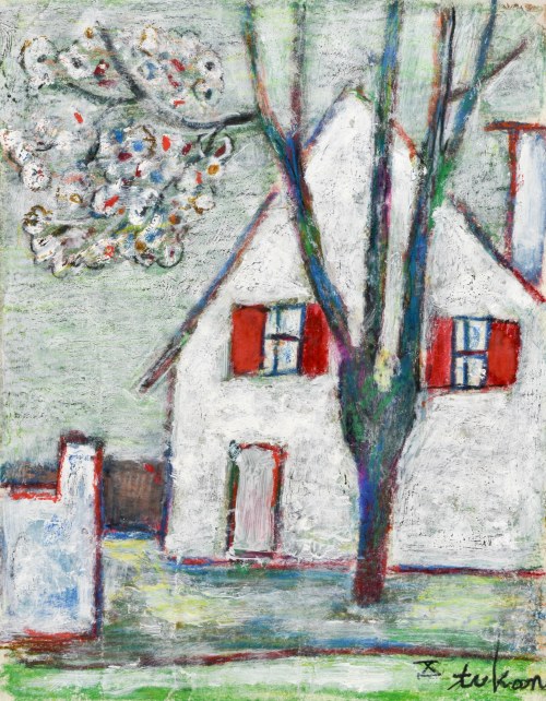Eugeniusz TUKAN-WOLSKI (1928-2014), Kwitnące drzewo przy domu