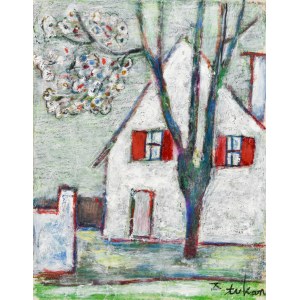 Eugeniusz TUKAN-WOLSKI (1928-2014), Kwitnące drzewo przy domu