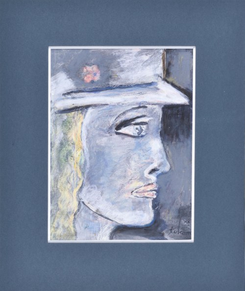 Eugeniusz TUKAN-WOLSKI (1928-2014), Portret kobiety w kapeluszu z prawego profilu
