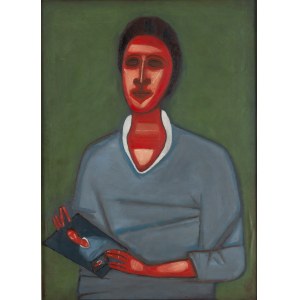 Jerzy Nowosielski (1923 Kraków - 2011 Kraków), Porträt einer Dame im blauen Kleid, 1961