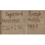 Ryszard Grzyb (nar. 1956, Sosnowiec), Nosorožec a motýli, 1991