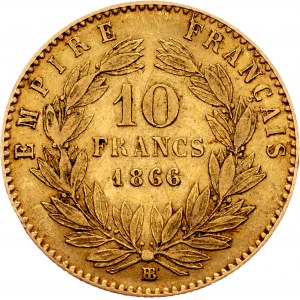 Napoleon III., 10 Francs 1866, BB, Straßburg