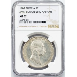 Franz Joseph I., 5 Krone 1908, Vienna