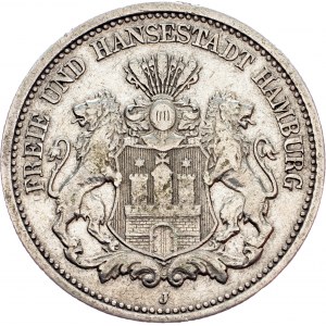 Freie Hansestadt Hamburg, 2 Mark 1876, J
