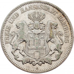 Freie Hansestadt Hamburg, 2 Mark 1896, J