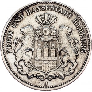 Free Hanseatic city of Hamburg, 2 Mark 1907, J