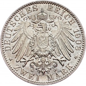 Free Hanseatic city of Hamburg, 2 Mark 1908, J