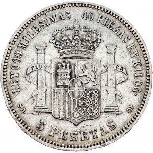 Amadeo I., 5 Pesetas 1871, SDM