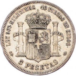 Amadeo I., 5 Pesetas 1871, SDM