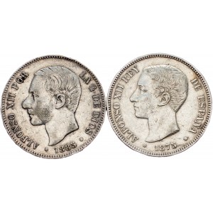 Alfonso XII., 5 Pesetas 1875, 1885, DEM, MSM