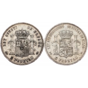Alfonso XII., 5 Pesetas 1875, 1885, DEM, MSM