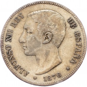 Alfonso XII., 5 Pesetas 1876, DEM