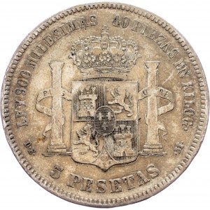 Alfonso XII., 5 Pesetas 1876, DEM