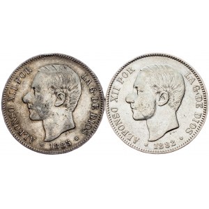Alfonso XII., 5 Pesetas 1882, 1885, MSM