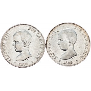 Alfonso XIII., 5 Pesetas 1888, 1889, MPM