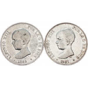 Alfonso XIII, 5 Peseten 1889, 1891, MPM, PGM