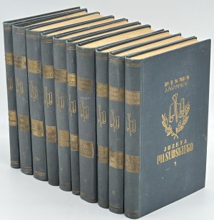 Piłsudski Józef- Pisma zbiorowe [vol.I-X,komplet][couverture par Tadeusz Gronowski].