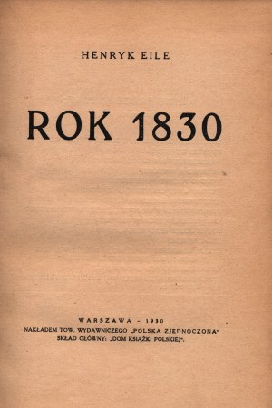 Eile Henry - L'année 1830 (Varsovie 1930)