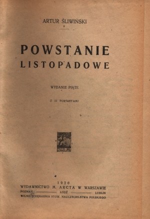 Śliwiński Artur- Powstanie listopadowe [Warszawa 1920]