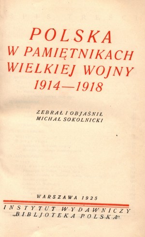 Polska w pamiętnikach Wielkiej Wojny 1914-1918 [półskórek]