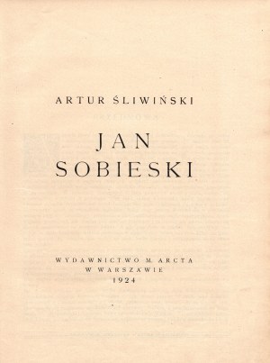 Sliwinski Artur- Jan Sobieski [gebunden von Jan Recmanik].