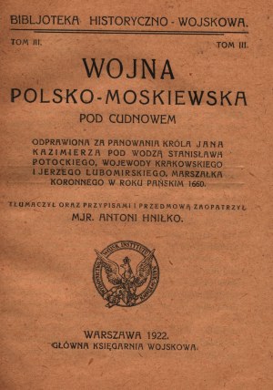 Hniłko Antoni- Guerre polono-moscovite à Cudnow [une des rares publications sur le sujet].
