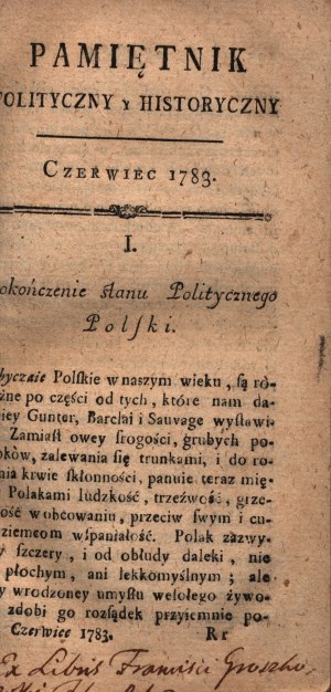 Politisches und historisches Tagebuch. Juni 1783 [Beschreibung der afrikanischen, chinesischen und japanischen Religion und Sitten] [große Belagerung von Giblartar].