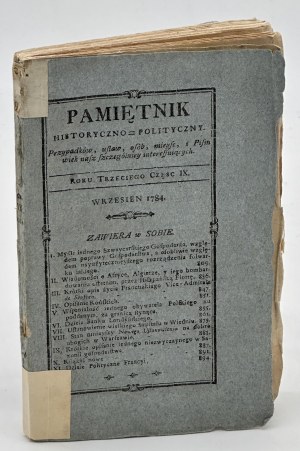 Pamiętnik Historyczno - Polityczny. Roku trzeciego część IX. Wrzesień 1784 [bombardowanie Algieru, Bank Anglii, ekonomia]