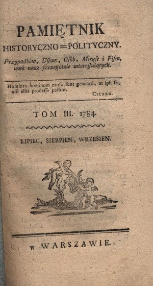 Pamiętnik Historyczno - Polityczny. Roku trzeciego część IX. Wrzesień 1784 [bombardowanie Algieru, Bank Anglii, ekonomia]