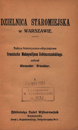 Sobieszczański Franciszek -Dzielnica staromiejska w Warszawie. Historical and customary sketches