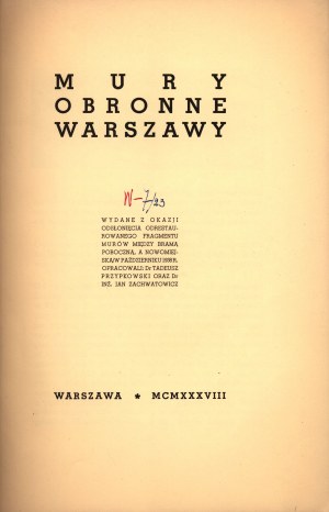 Przypkowski Tadeusz, Zachwatowicz Jan- Mury obronne Warszawy [1939].