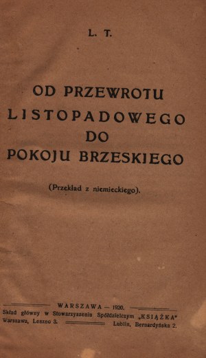 Trotzki Lew - Vom Novemberputsch zum Frieden von Brest [Warschau 1920].