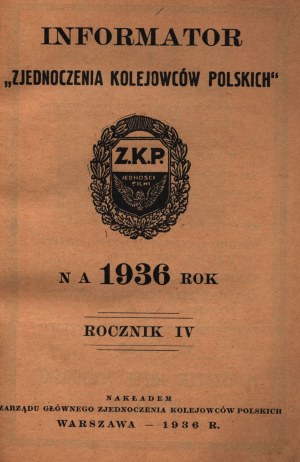 Directory of the Union of Polish Railway Workers for the year 1936. yearbook IV