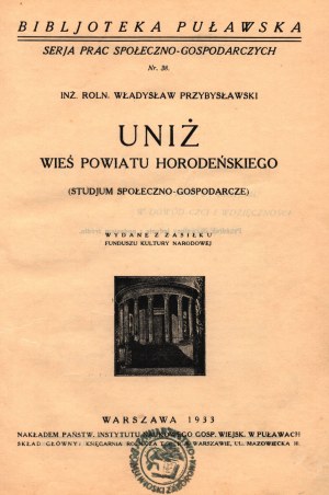 Przybysławski Władysław- Uniż. Die Dörfer des Horodeński-Kreises [Warschau 1933].