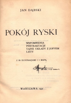 Dabski Jan- Pokój Ryski [Poľsko-sovietska vojna][Varšava 1931].