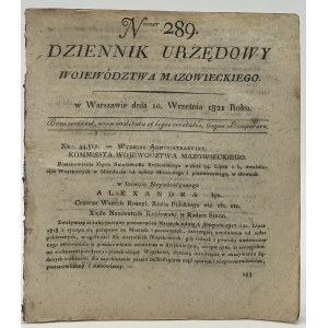 (kradzieże, ucieczki, drobne przestępstwa)Dziennik Urzędowy Województwa Mazowieckiego Numer 289 [Warszawa 1821]