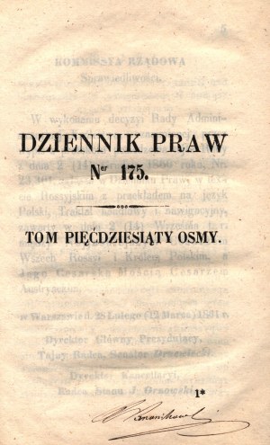 Dziennik praw. Č. 175-176. zväzok 58 [Varšava 1861].