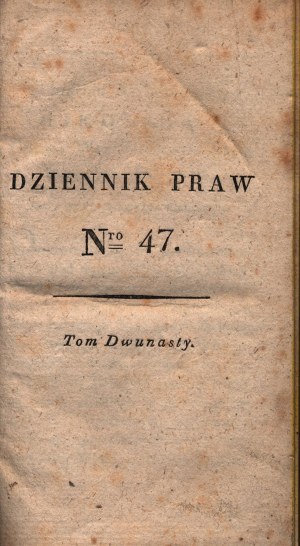 Časopis zákonov. Č. 47-50. zv. 12[Varšava cca 1836](polokožený)