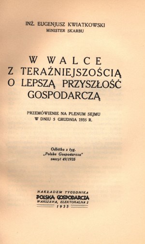 Kwiatkowski Eugenjusz- Hospodárske prejavy [Varšava 1935/36].