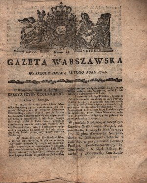 Gazeta Warszawska [09.02.1791][Rakousko-turecká válka][Francouzská ústava].